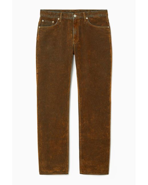 COS Brown Amp Flocked Straight-leg Jeans