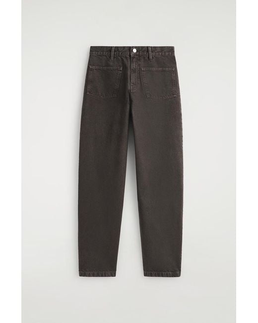 COS Brown Patch-Pocket Straight-Leg Jeans