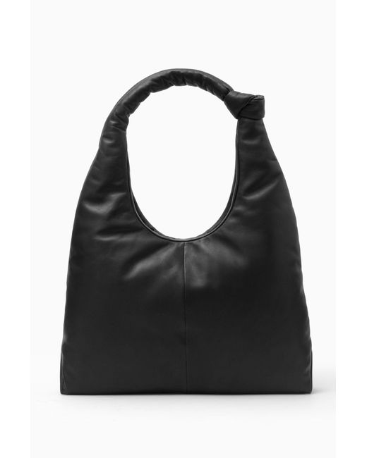 COS Black Knotted Padded Shoulder Bag - Leather