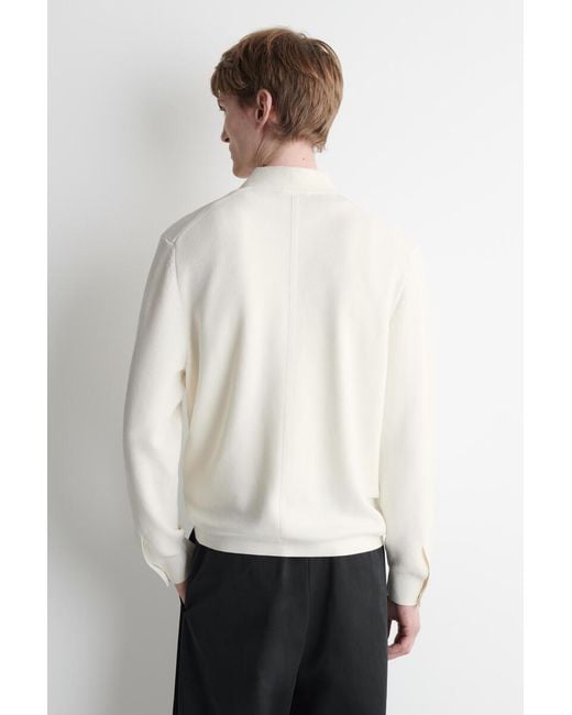 COS White Honeycomb-Knit Polo Shirt for men