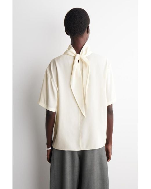 COS Natural Draped Scarf-Detail Top
