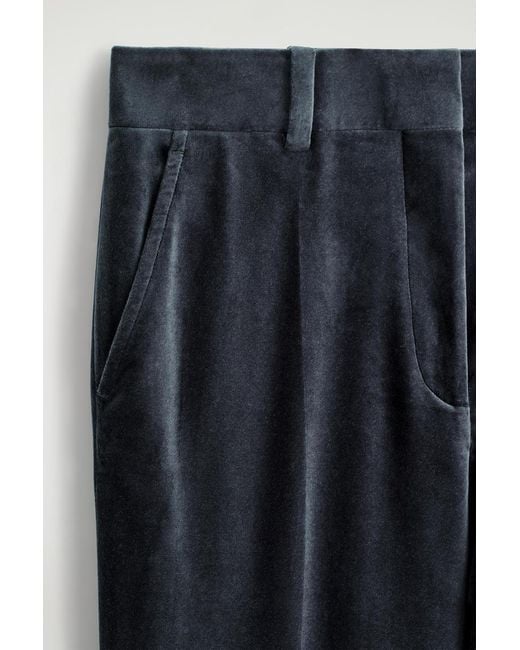 COS Black Velvet Straight-Leg Trousers