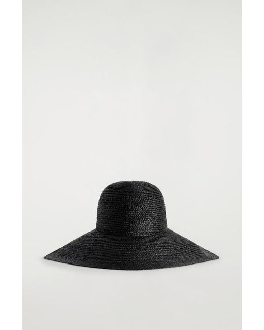 COS Black Wide-Brim Raffia Hat