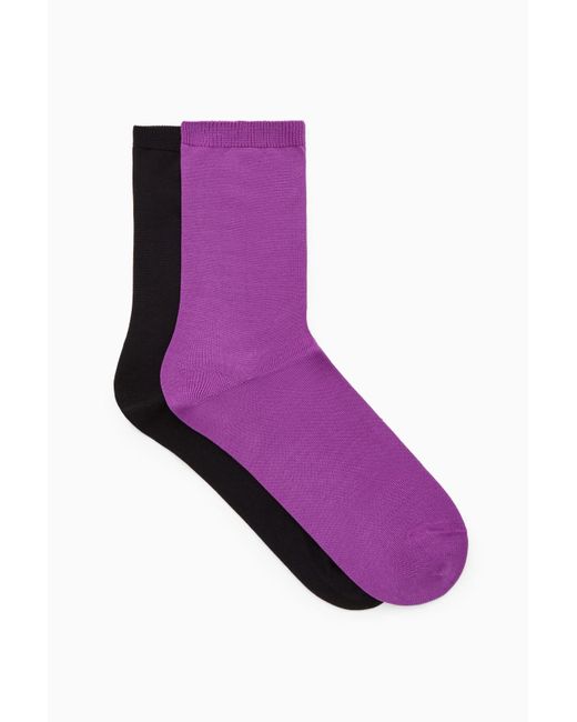 COS Purple 2-pack Mercerised Cotton Socks