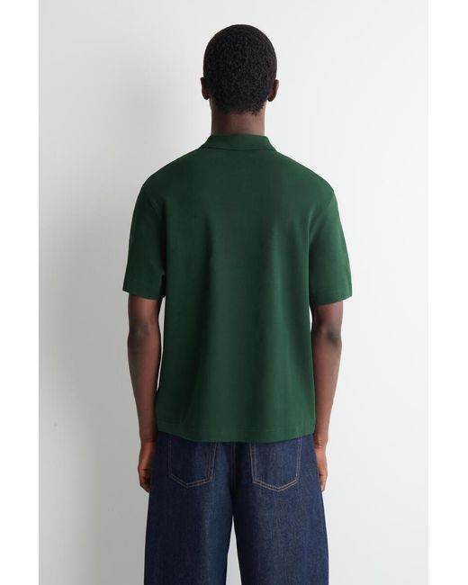COS Green Interlock Cotton Polo Shirt for men