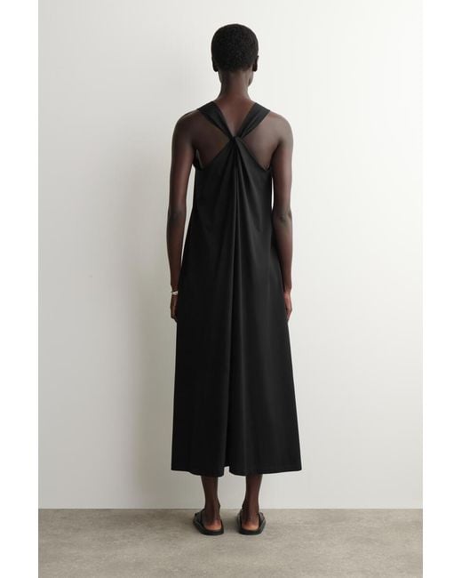 COS Black Twist-Back Jersey Midi Dress