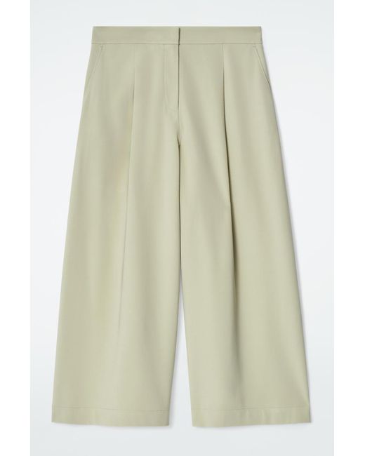 COS White Cropped Wide-leg Trousers