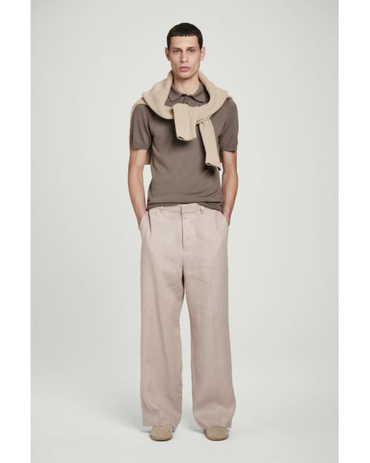 COS Natural Fluid Linen Wide-Leg Trousers for men