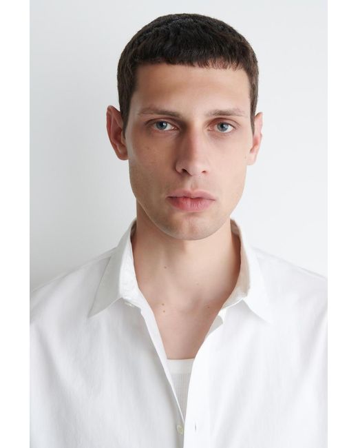 COS White Relaxed Pima Cotton-Poplin Shirt for men