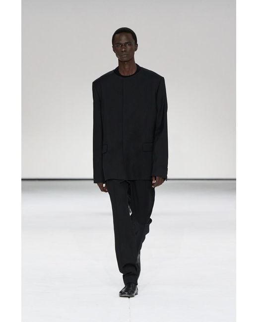 COS Black Collarless Wool Blazer for men