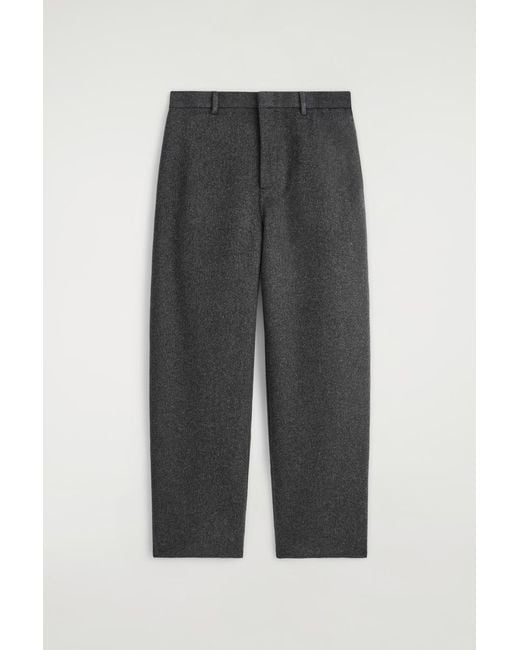 COS Gray Double-Faced Wool Relaxed-Fit Wide-Leg Pants for men