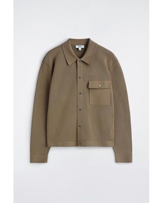 COS Brown Knitted Cotton Jacket for men