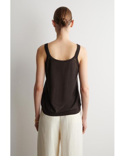 COS Brown Open-Knit Detail Tank Top