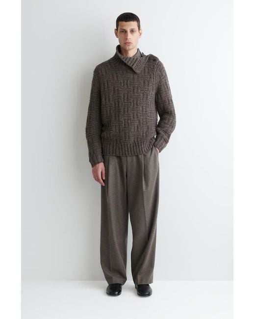 COS Gray Basketweave Wool Sweater for men