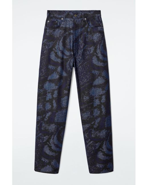 COS Blue Bay Jacquard Barrel-leg Jeans