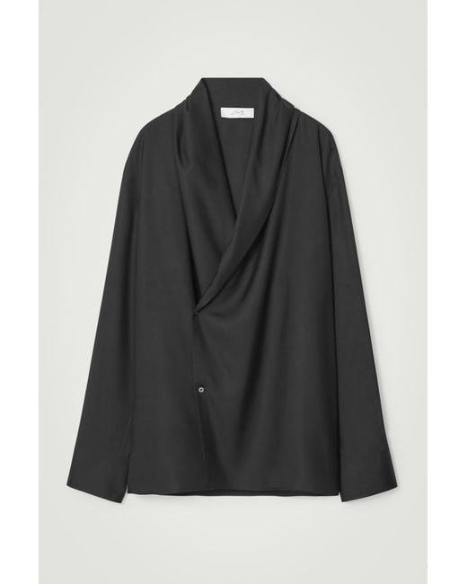 COS Black The Shawl-collar Silk Shirt for men