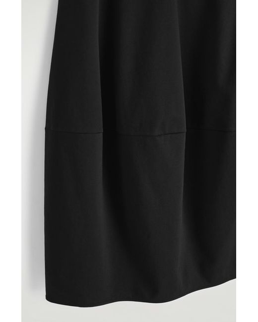 COS Black Rounded Cotton Midi Skirt