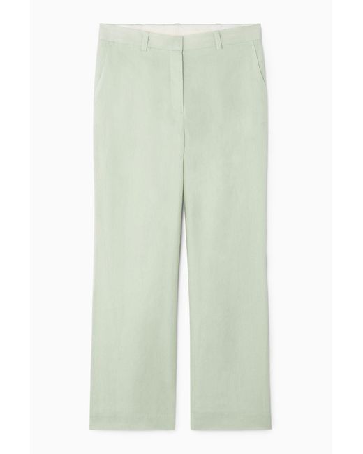 COS Green Linen-blend Flared Pants