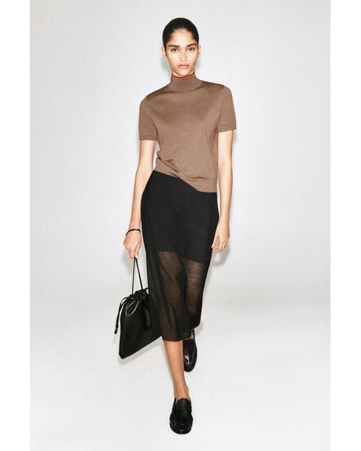 COS Brown Merino Wool Turtleneck Top