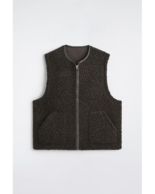 COS Black Leather-Trimmed Teddy Vest for men