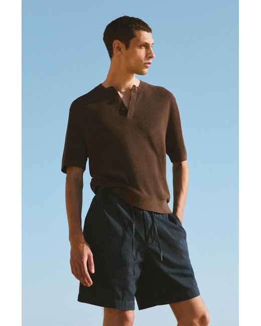 COS Blue Pinstriped Denim Drawstring Shorts for men