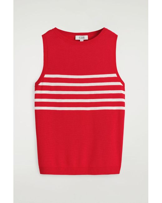 COS Red Striped Knitted Tank Top