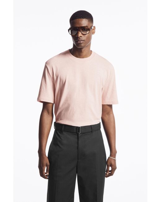 COS Pink Short-sleeve Cotton-blend T-shirt for men