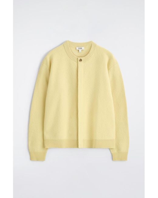 COS Boiled-Wool Crew-Neck Cardigan in Yellow for Men | Lyst UK