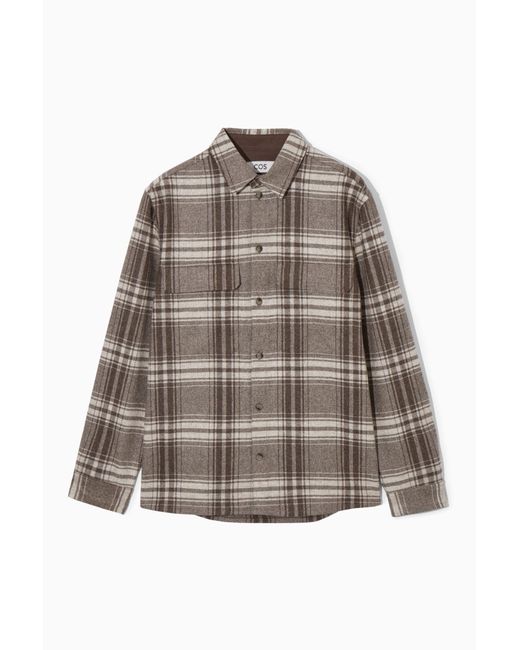 COS Brown Checked Wool-flannel Overshirt for men