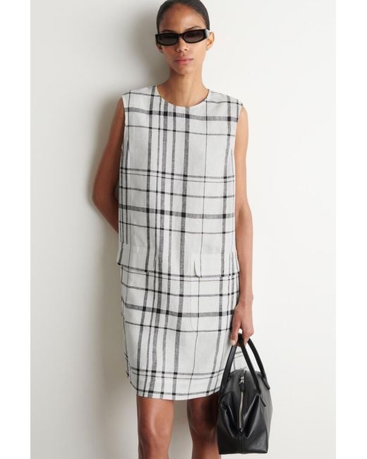 COS Gray Linen Mini Shift Dress