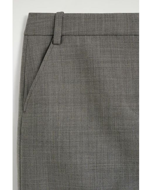 COS Gray Turn-Up Wool-Blend Pencil Skirt