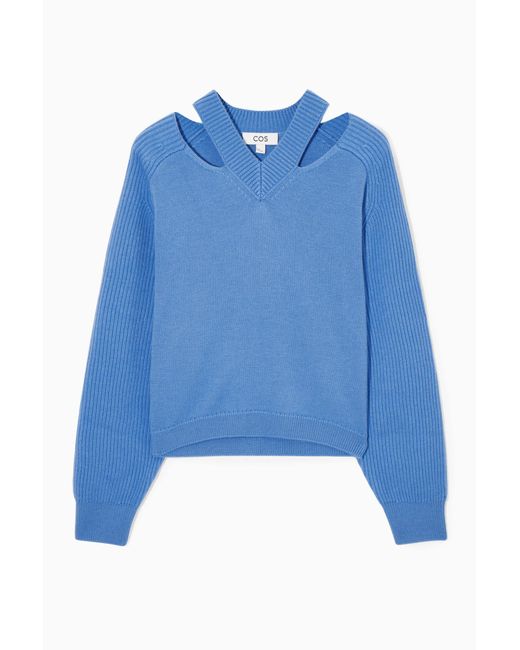 COS Blue Deconstructed Wool Sweater