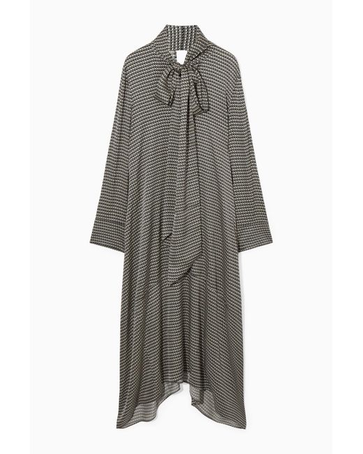 COS Scarf-detail Maxi Dress in Gray | Lyst