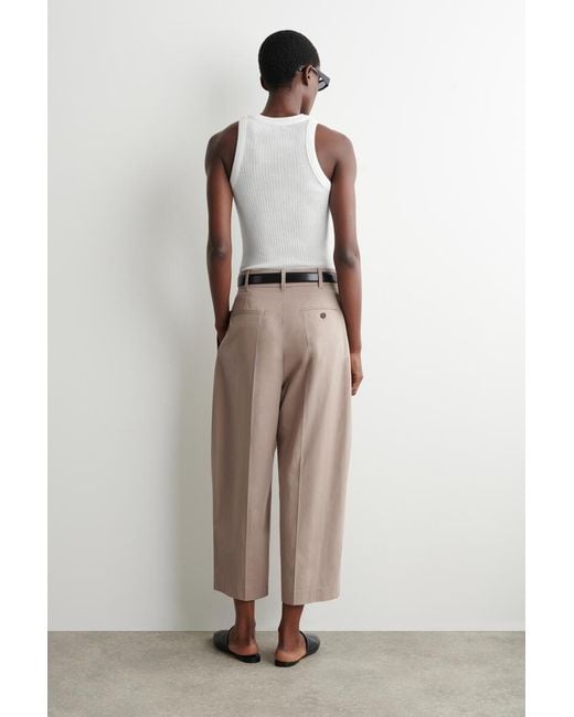 COS Natural Tailored Cotton Barrel-Leg Pants