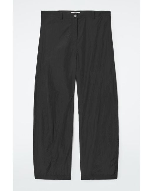 COS Gray Nylon Barrel-leg Pants
