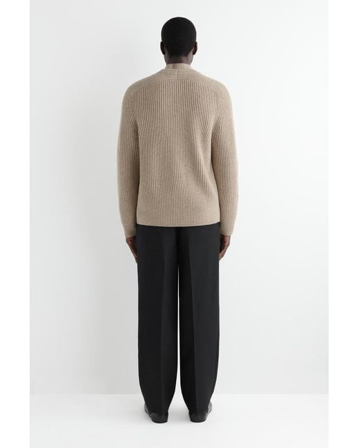 COS Natural Ribbed Wool Crew-Neck Sweater for men