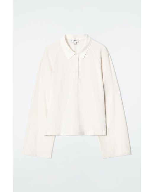 COS White Boxy Long-sleeved Polo Shirt