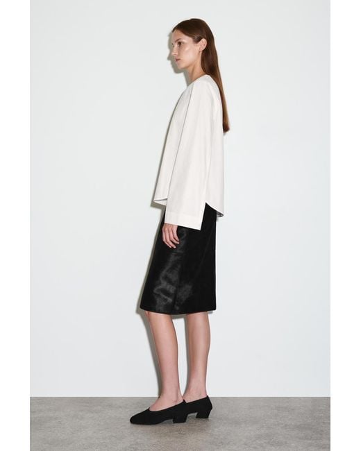 COS White Curved-Hem Cotton Blouse