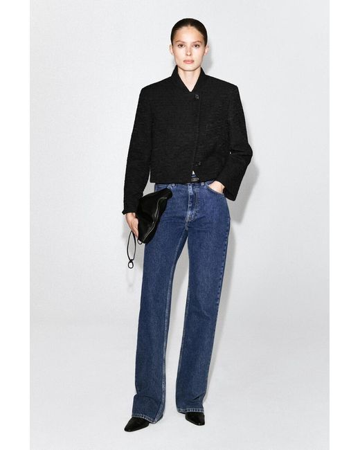 COS Black Cropped Structured Jacquard Blazer