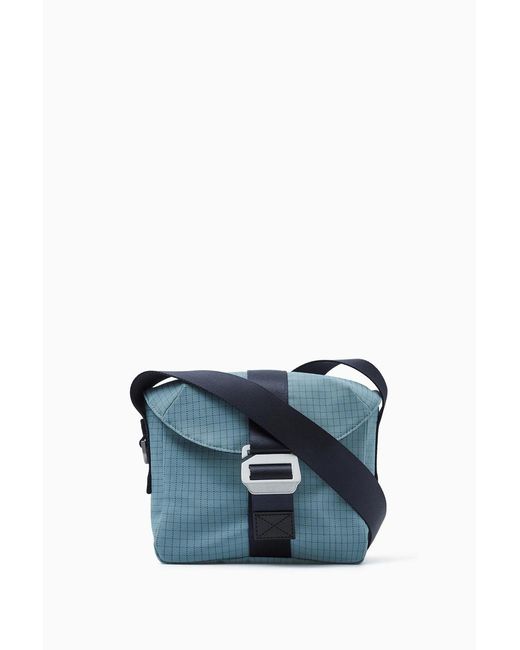 COS Blue Grid Crossbody Bag for men