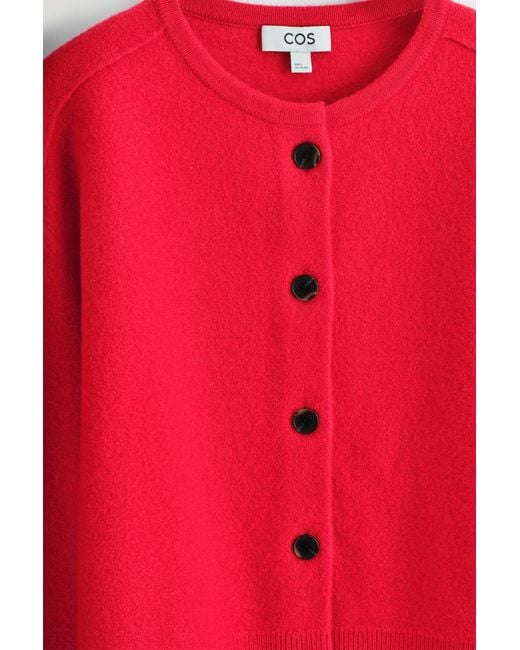 COS Boiled-Wool Cardigan in Red | Lyst