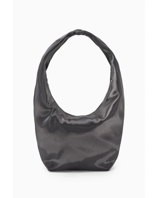 COS Gray High-shine Shoulder Bag