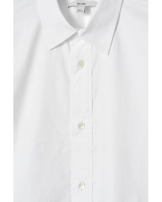 COS White Boxy Short-Sleeved Cotton Shirt for men