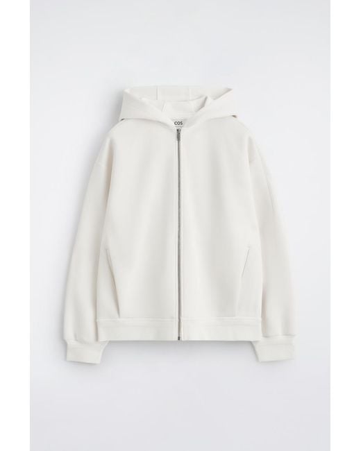COS White Cotton-Piqué Zip-Up Hoodie for men