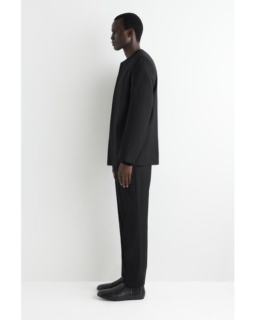 COS Black Collarless Wool Blazer for men