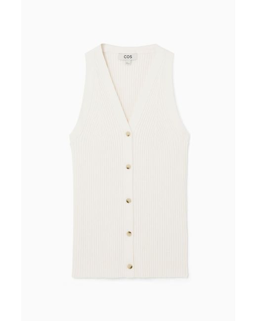 COS White Rib-knit V-neck Vest