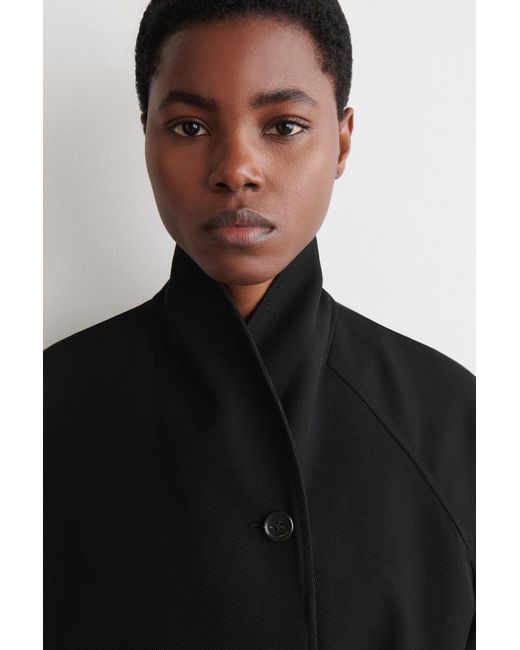 COS Black Belted Wool-Blend Shawl-Collar Jacket