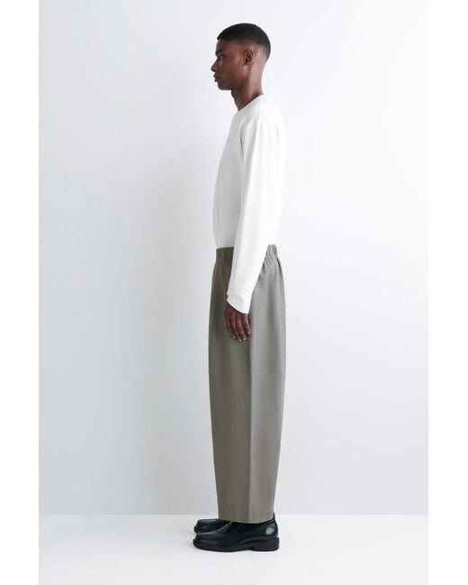 COS Gray Cotton Cropped Barrel-Leg Pants for men