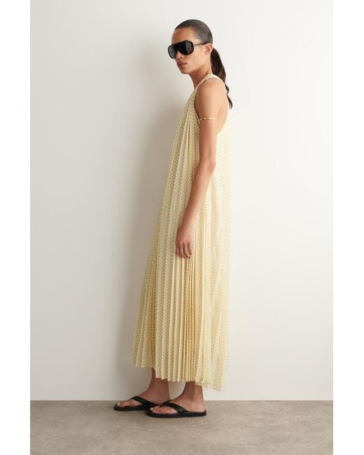 COS White Tie-Detail Pleated Georgette Maxi Dress