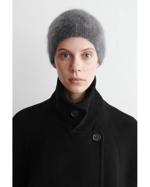 COS Black Beanie Aus Gebürstetem Kaschmir